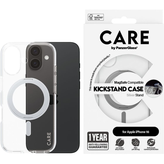Θήκη Apple iPhone 16 - PanzerGlass MagSafe Kickstand Case - Transparent with Black Stand image 2