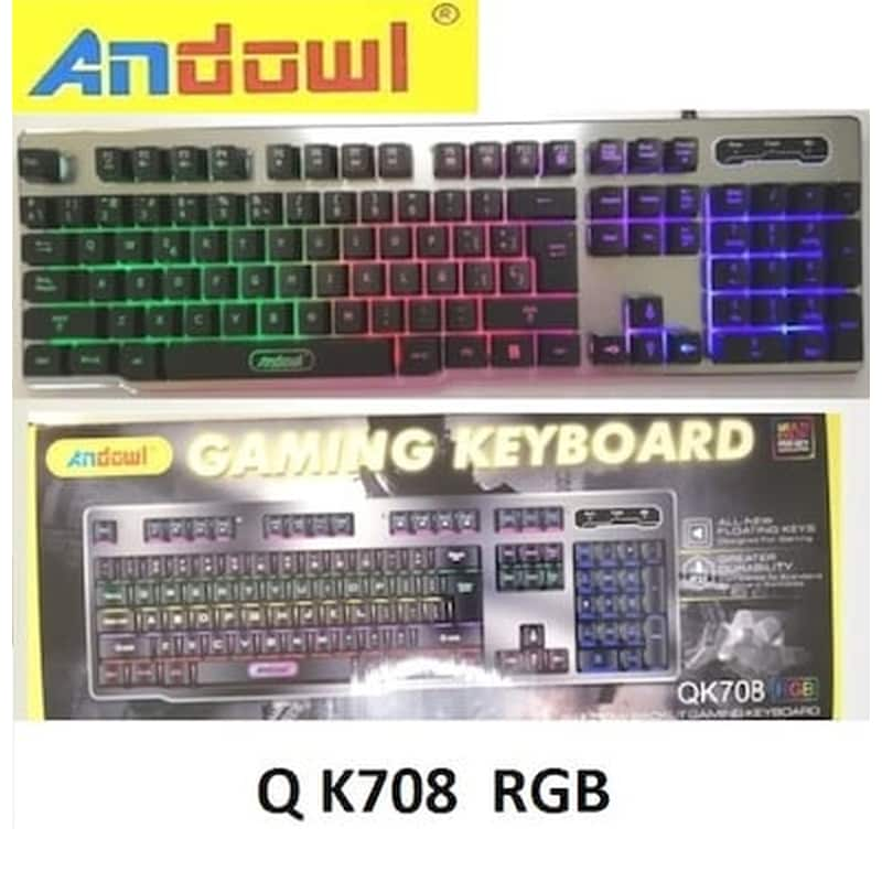 ANDOWL Andowl Q-K708 Gaming Ενσύρματο Πληκτρολόγιο με διακόπτες και RGB φωτισμό (US)