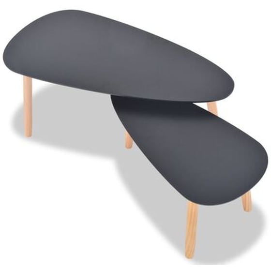 Σετ Τραπεζάκια Σαλονιού VidaXL από Μασίφ Ξύλο Πεύκου 2 Τμχ - Μαύρα image 4