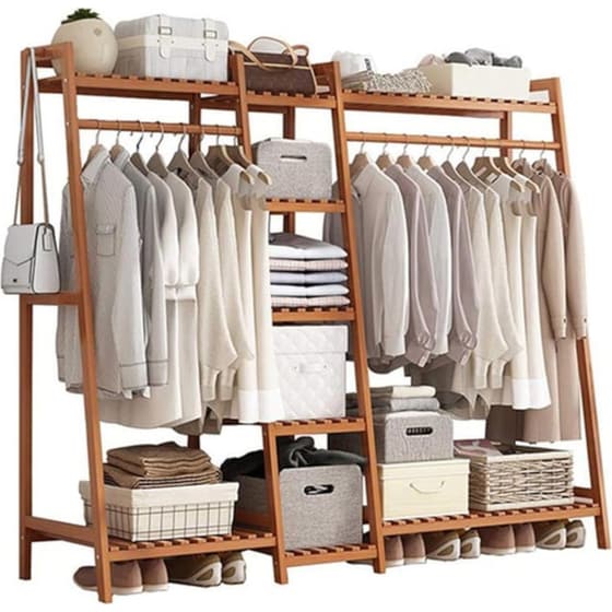 Κρεμάστρα Ράγα Ρούχων Ξύλινη 160x40x140 cm - Καφέ image 0