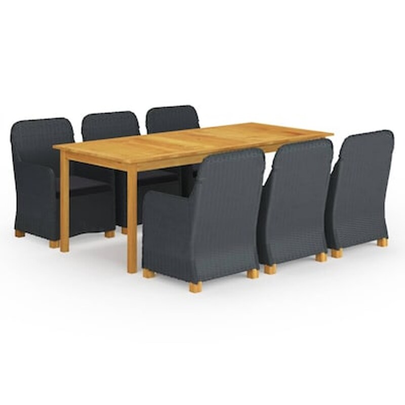 Vidaxl Σετ Τραπεζαρίας Κήπου 7 Τεμαχίων Σκούρο Γκρι VIDAXL