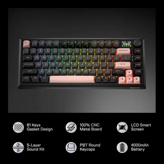 Redragon Eclipse Pro K720GBP Gaming Μηχανικό Ασύρματο 2.4 GHz/Bluetooth Πληκτρολόγιο RGB Μαύρο (US) image 4
