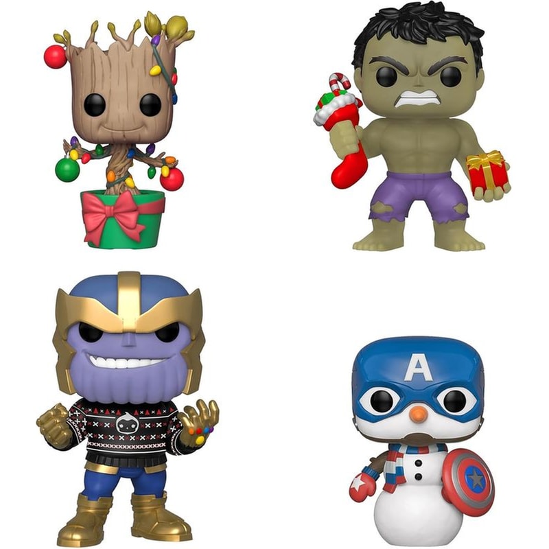 FUNKO Φιγούρες Funko Pop! Marvel - Hulk, Groot, Cap Snowman Και Thanos 4-packs (exclusive)