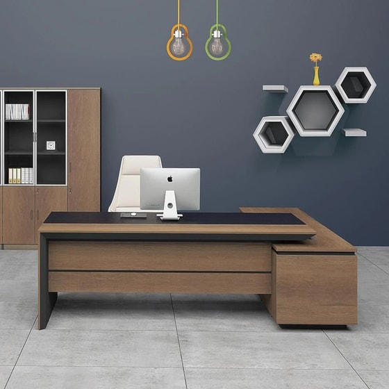 Γραφειο Γωνιακό Woodwell Αριστερη Γωνια 200x90x75 cm - Καφέ/Ανθρακί image 0