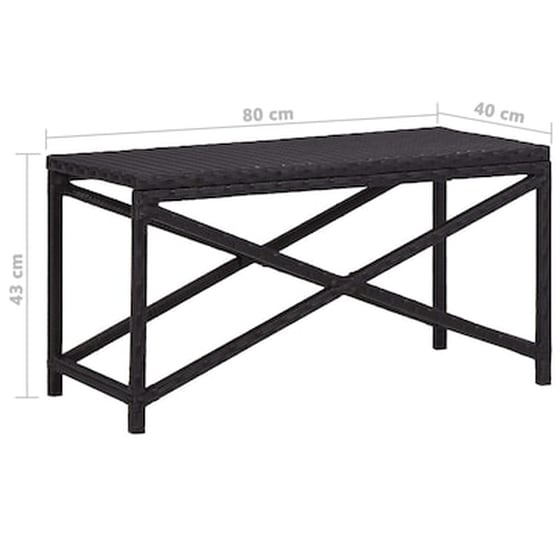 Vidaxl Πάγκος Κήπου Μαύρος 80 Εκ. Από Συνθετικό Ρατάν image 4