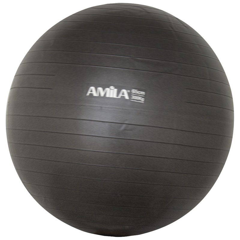 Μπάλα Γυμναστικής Amila Κατάλληλη για Pilates από PVC 1.35 kg 65 cm - Μαύρη