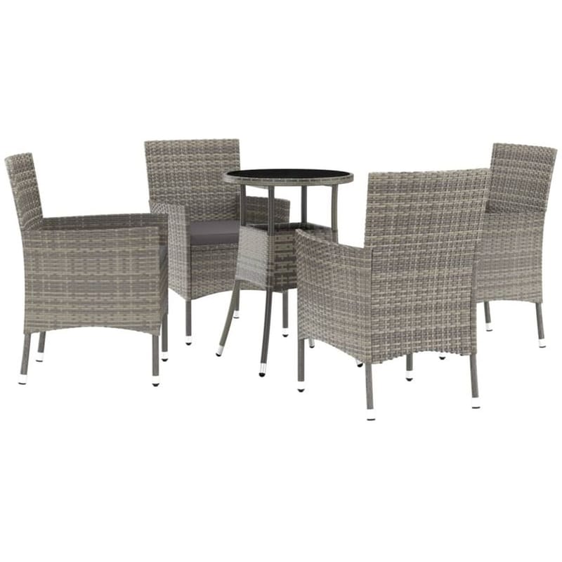 Σετ Επίπλων Bistro Κήπου VidaXL από Συνθετικό Ρατάν 5Τμχ - Γκρι