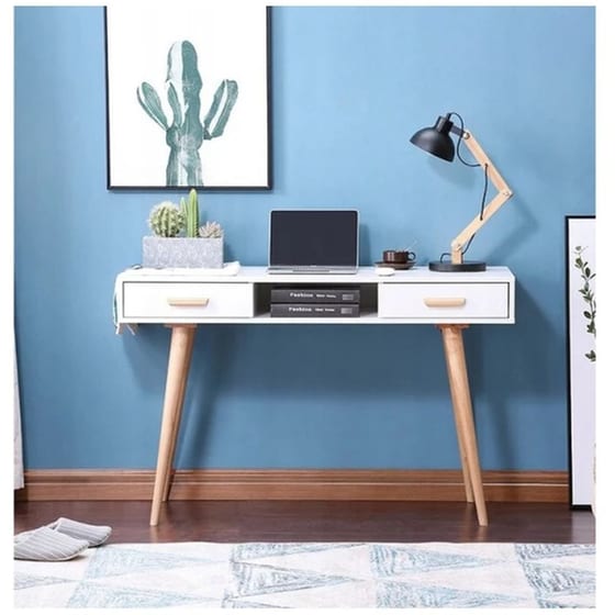 Γραφείο Modernhome από Mdf/Ξύλο Πεύκου 75x45x120 cm Wyj-038 - Καφέ/Λευκό image 3