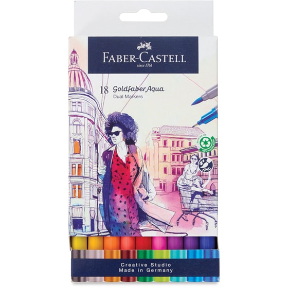 Μαρκαδόροι Ζωγραφικής Faber Castell Διπλοί Goldfaber Aqua (18 Τεμάχια) image 0