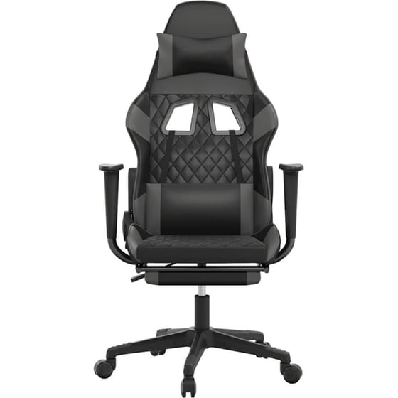 Καρέκλα Gaming VIDAXL 345526 με Υποπόδιο από Τεχνητό Δέρμα - Μαύρο image 2