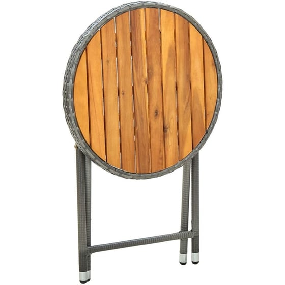 Τραπέζι Εξωτερικού Χώρου Πτυσσόμενο VidaXL από Ρατάν/Ξύλο φ60x75 cm - Γκρι image 4