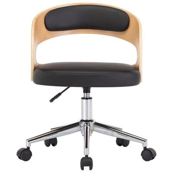 Καρέκλα Τραπεζαρίας Vidaxl από Λυγισμένο Ξύλο/Συνθετικό Δέρμα Περιστρεφόμενη - Μαύρη image 2