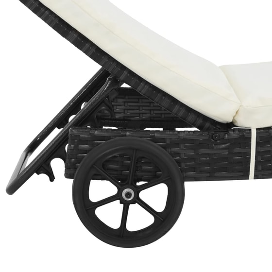 Ξαπλώστρα VidaXL από Συνθετικό Ρατάν 199x60x37 cm - Μαύρη image 3