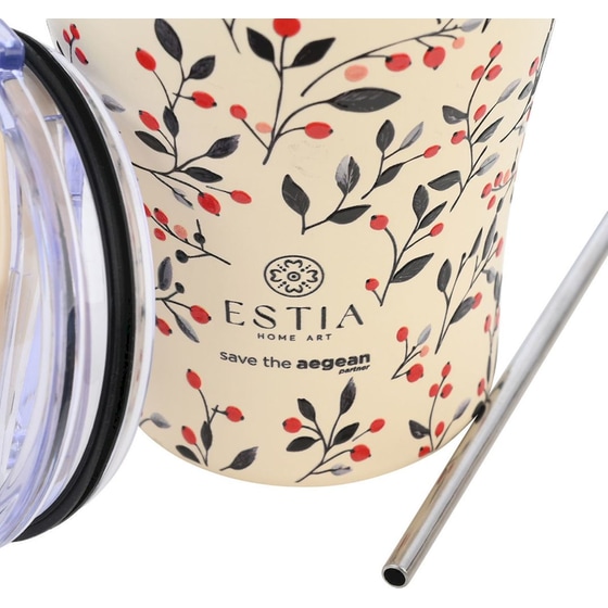 Κούπα Θερμός Καφέ Estia Home Art Save the Aegean Bloom Beige 350ml image 1