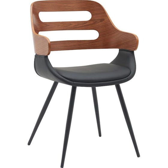 Καρέκλα Επισκέπτη ArteLibre Harmada από Δερματίνη & Plywood - Μαύρη/ Καφέ image 0