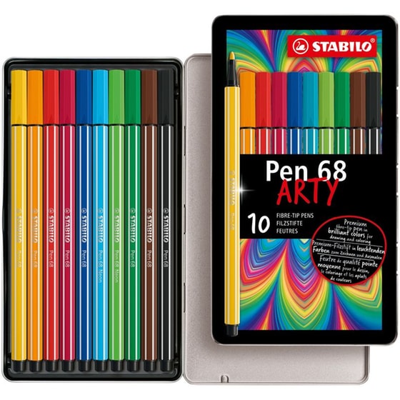 Μαρκαδόροι Γραφής Stabilo Arty Pen 68 Μεταλλική Θήκη 1.0 mm (10 Τεμάχια) image 1