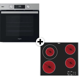 WHIRLPOOL OMSR58CU1SX & AKT 8130BA 71 Lt Inox Eντοιχιζόμενο Σετ Φούρνος και Εστία