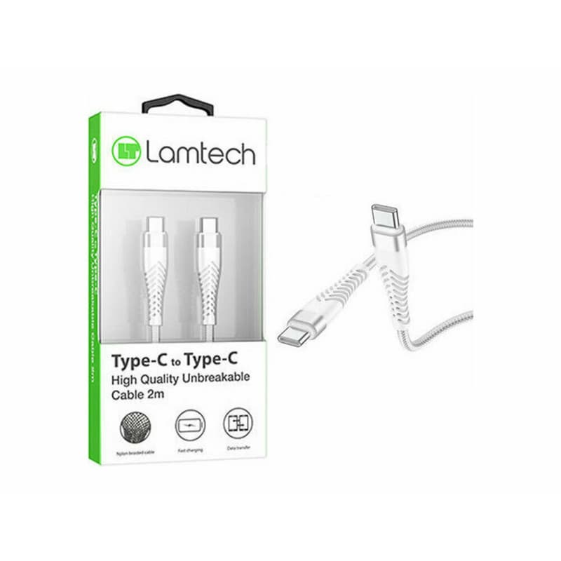 Καλώδιο LAMTECH HQ Unbreakable Cable USB-A - Type C - 2m - Λευκό