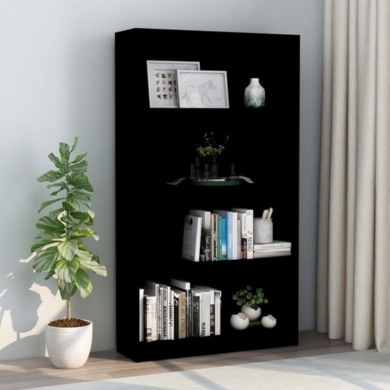 Βιβλιοθήκη VidaXL από Μοριοσανίδα 80x24x142 cm - Μαύρο image 1