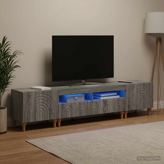 Έπιπλο Τηλεόρασης VidaXL με LED 3 τμχ 198 x 35 x 43 cm - Γκρι Sonoma image 2