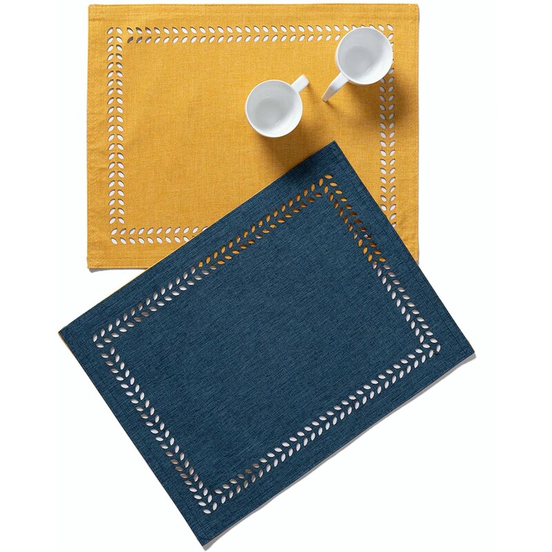 Σουπλά 2 Όψεων Silk Fashion από Πολυεστέρας 35x45 cm - Μπλε/Κίτρινο