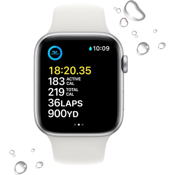 Apple Watch SE Silver Aluminium 44mm GPS - White Sport Band Regular image 3