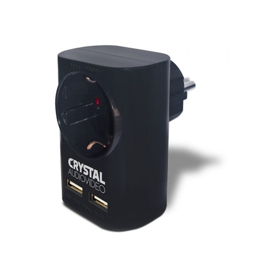 Μονόπριζο Crystal Audio & 2x Usb 2.1A - Μαύρο image 1