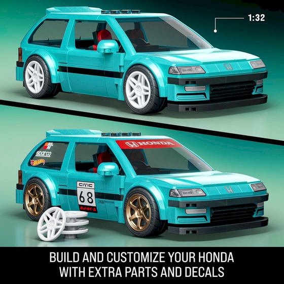 Mattel Hot Wheels Brick Shop Σετ Κατασκευής Speed Series Custom ’90 Honda Civic EF (248 Κομμάτια) (JHF62) image 1