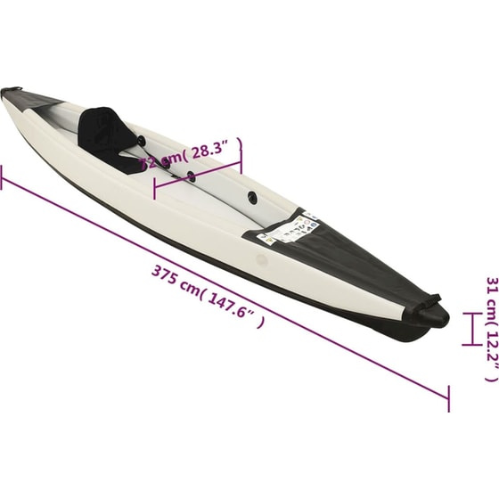 Καγιάκ Φουσκωτό Μονοθέσιο VidaXL 375cm - Μαύρο image 10