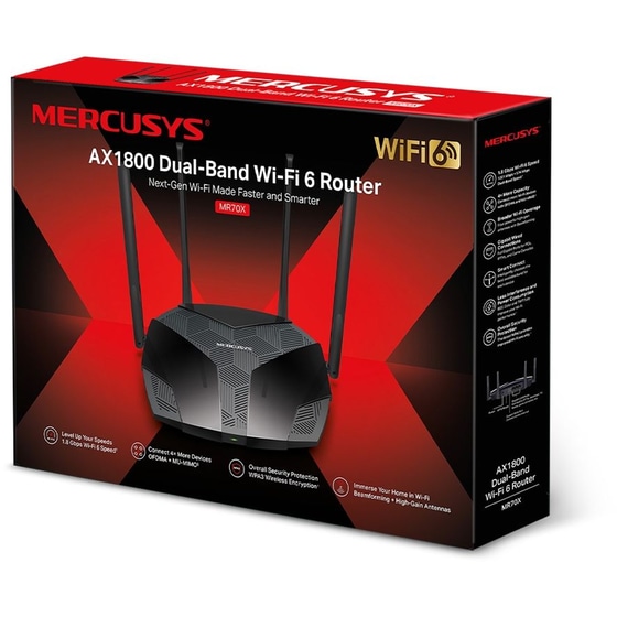 Mercusys MR70X Dual Band Wi-Fi 6 Ασύρματο 4G Router - Μαύρο image 3