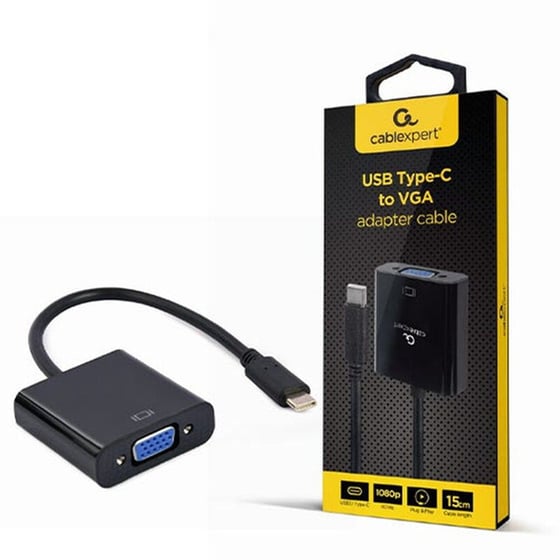 Καλώδιο Αντάπτορας Cablexpert USB-C σε VGA 15cm - Μαύρο image 0
