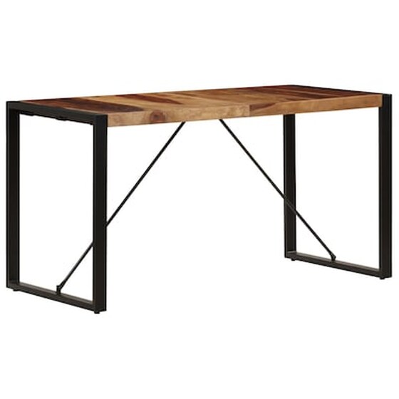Τραπεζαρία Vidaxl από Μασίφ Ξύλο Sheesham 140x70x75 cm - Μαύρο/Καφέ image 4