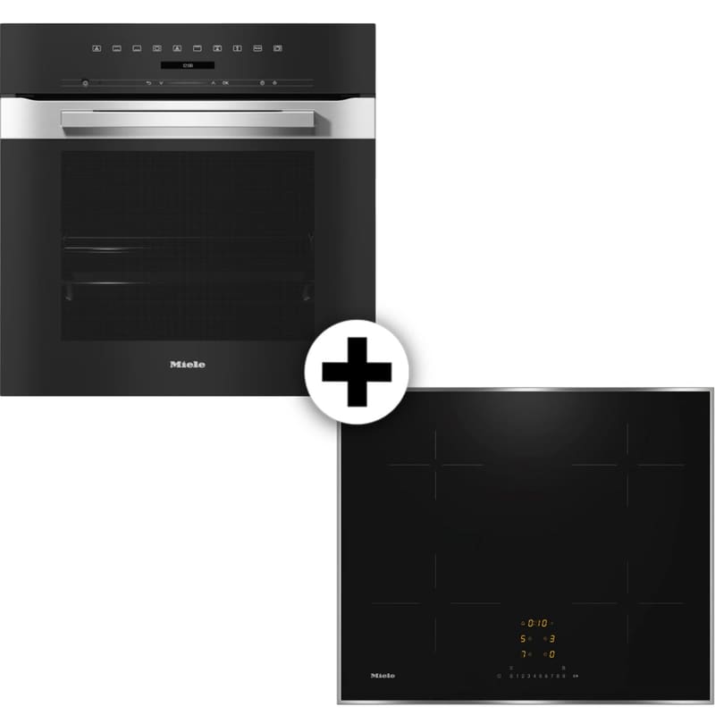MIELE H7260B KM7361FRD 76 Lt Μαύρο Eντοιχιζόμενο Σετ Φούρνος και Εστία MIELE