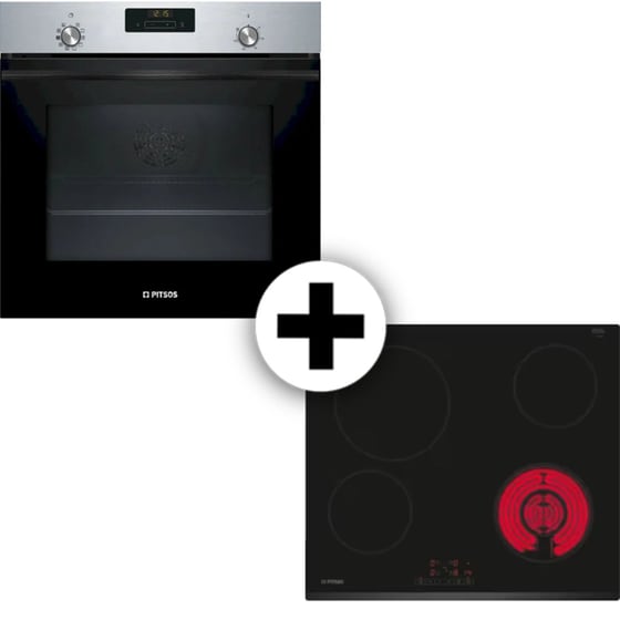 PITSOS PH22S40X3 & CRS631T06 71 Lt Inox Eντοιχιζόμενο Σετ Φούρνος και Εστία image 0