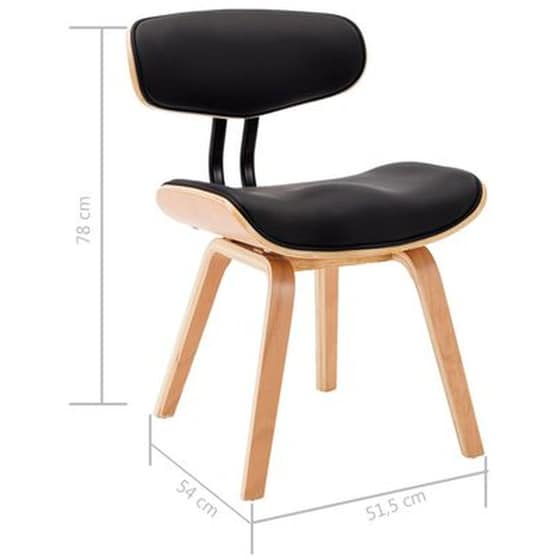 Καρέκλες Τραπεζαρίας Vidaxl από Λυγισμένο Ξύλο/Συνθετικό Δέρμα 2 Τμχ - Μαύρες image 6