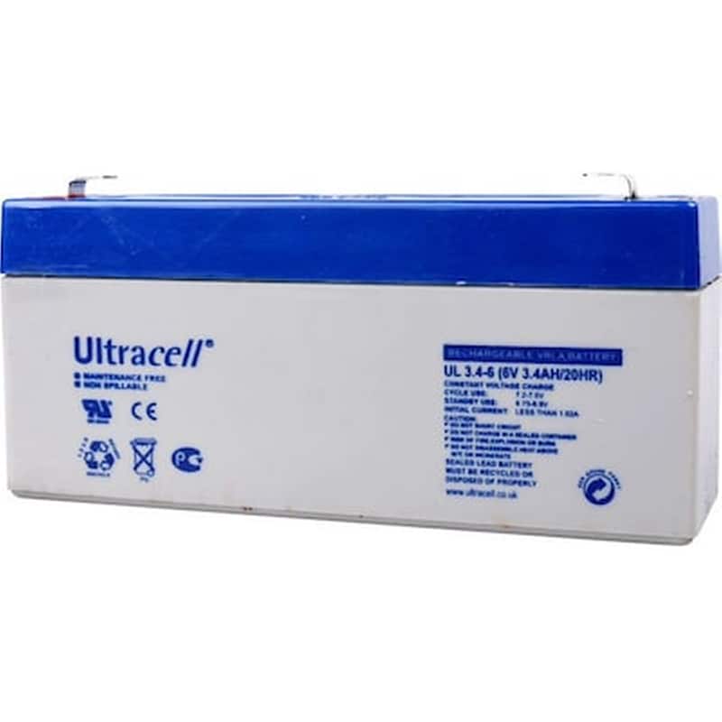 Ultracell Ul3.4-6 Επαναφορτιζόμενη Μπαταρία Μολύβδου 6 Volt / 3,4 Ah
