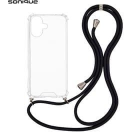 Θήκη Apple iPhone 16 - Sonique Armor Clear Θήκη Σιλικόνης με Κορδόνι - Μαύρο