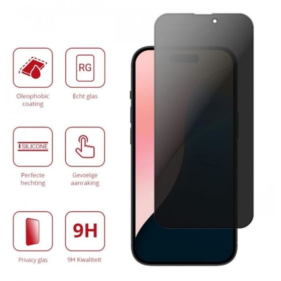 Προστατευτικό οθόνης Apple iPhone 16 Plus - Rosso Tempered Glass Privacy 9h image 1