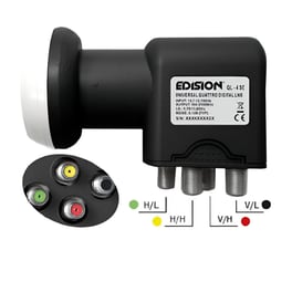 Μετατροπέας LNB Edision QL-4 4 Εξόδων 0.1dB - Μαύρος