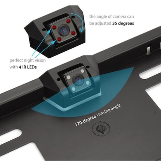 170° Hd Waterproof Car Rear View Reversing Camera Backup Plate Night Vision Parking Ir Led image 1