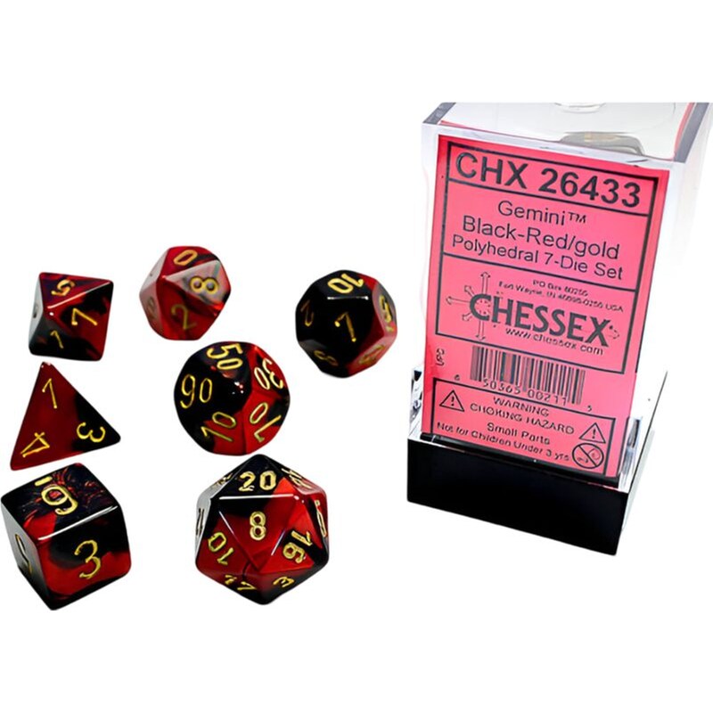 CHESSEX Gemini Black-red/Gold Mini Polyhedral 7-die Set CHESSEX