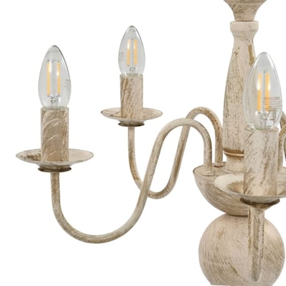 Vidaxl Πολυέλαιος Αντικέ Λευκός Με 5 Ντουί Ε14 image 5