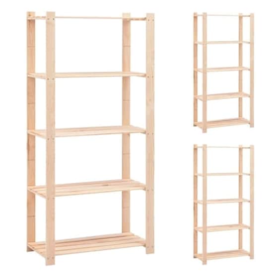 Vidaxl Ραφιέρες 5 Επιπέδων 3 Τεμ 250 Κ 80x38x170 Εκ Μασίφ Ξύλο Πεύκου image 0