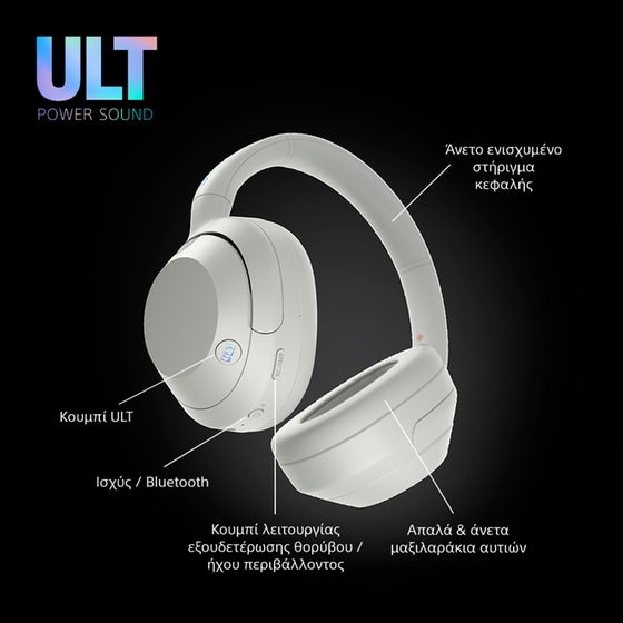Sony ULT WEAR Ασύρματα Ακουστικά Κεφαλής Λευκά του πάγου BT ULT POWER SOUND & Noise Cancelling image 8