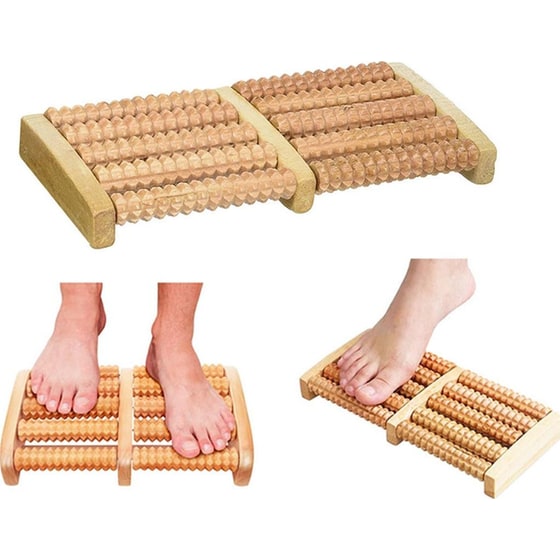 Ξύλινο Roller Μασάζ Ποδιών Shiatsu Aria Trade - Καφέ image 1