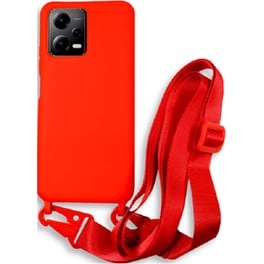 Θήκη Xiaomi Redmi Note 12 5G/Poco X5 - Bodycell Θήκη Σιλικόνης με Λουράκι Λαιμού - Red
