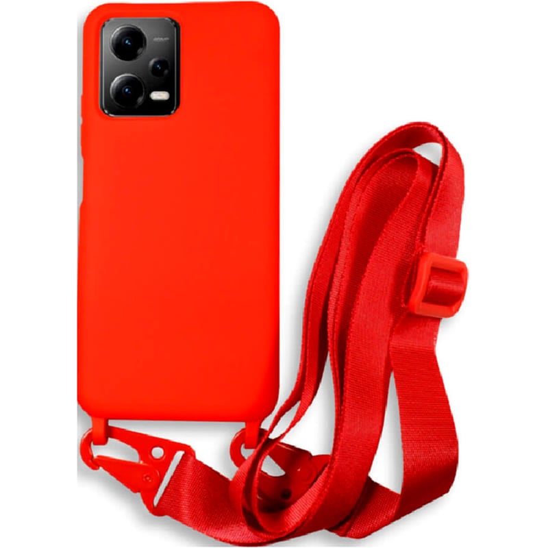 BODYCELL Θήκη Xiaomi Redmi Note 12 5G/Poco X5 - Bodycell Θήκη Σιλικόνης με Λουράκι Λαιμού - Red