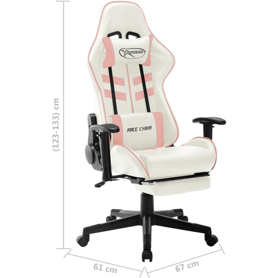 Gaming Καρέκλα VidaXL από Τεχνητό Δέρμα - Λευκή/ Ροζ image 9