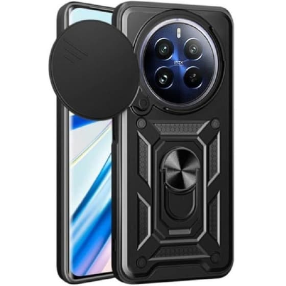 Θήκη Realme 12 Pro/ Realme 12 Pro+ - Bodycell Armor Slide Με Κάλυμμα Για Την Κάμερα Και Μεταλλικό Ring Holder - Black image 0