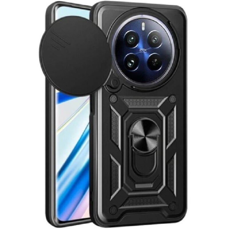 Θήκη Realme 12 Pro/ Realme 12 Pro+ - Bodycell Armor Slide Με Κάλυμμα Για Την Κάμερα Και Μεταλλικό Ring Holder - Black